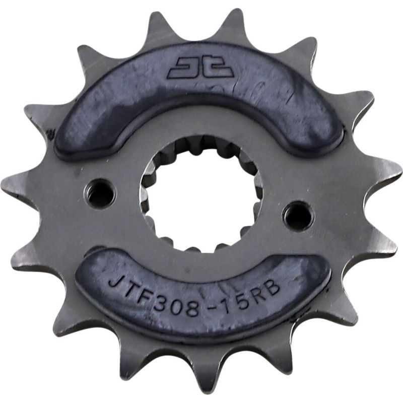 JTF308.15RB FRONT RUBBER CUSHIONED SPROCKET 15 TEETH 520 PITCH NATURAL SCM420 CHROMOLY STEEL ALLOY