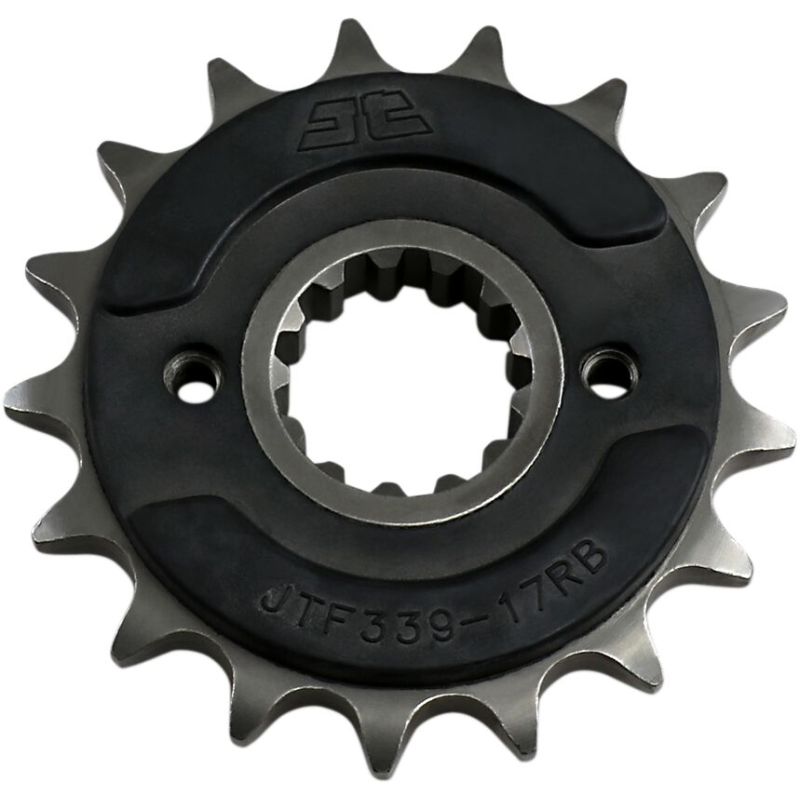 JTF339.17RB FRONT RUBBER CUSHIONED SPROCKET 17 TEETH 50 PITCH NATURAL SCM420 CHROMOLY STEEL ALLOY