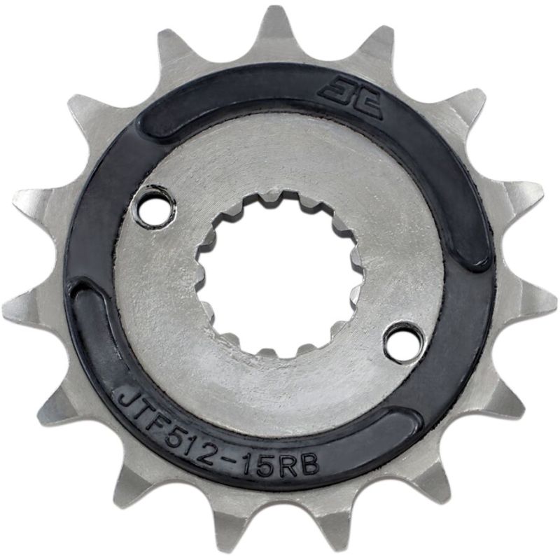 JTF512.15RB FRONT RUBBER CUSHIONED SPROCKET 15 TEETH 520 PITCH NATURAL SCM420 CHROMOLY STEEL ALLOY