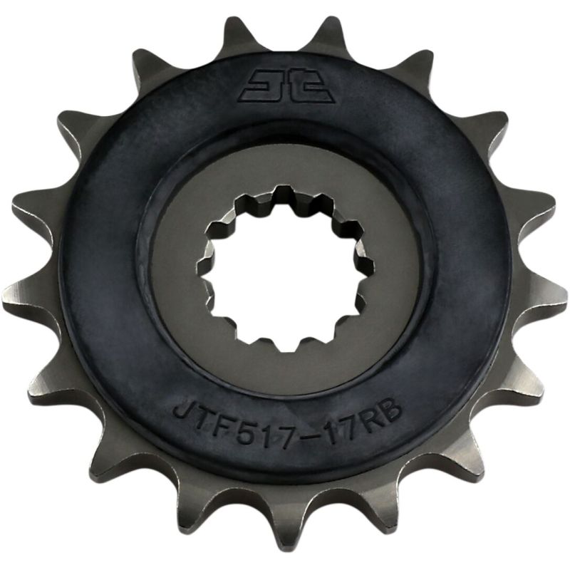 JTF517.17RB FRONT RUBBER CUSHIONED SPROCKET 17 TEETH 50 PITCH NATURAL SCM420 CHROMOLY STEEL ALLOY
