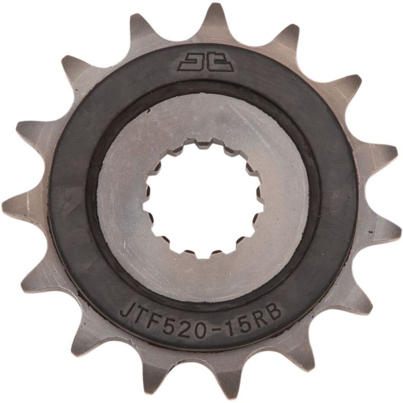 JTF520.15RB FRONT RUBBER CUSHIONED SPROCKET 15 TEETH 525 PITCH NATURAL SCM420/20CRMO CHROMOLY STEEL