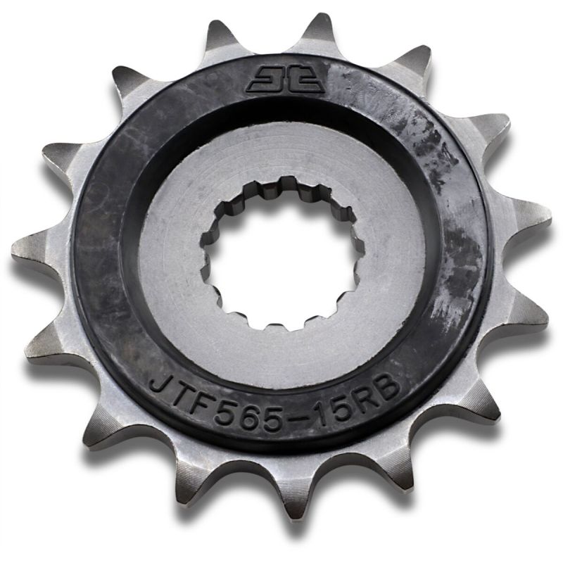JTF565.15RB FRONT RUBBER CUSHIONED SPROCKET 15 TEETH 520 PITCH NATURAL SCM420/20CRMO CHROMOLY STEEL