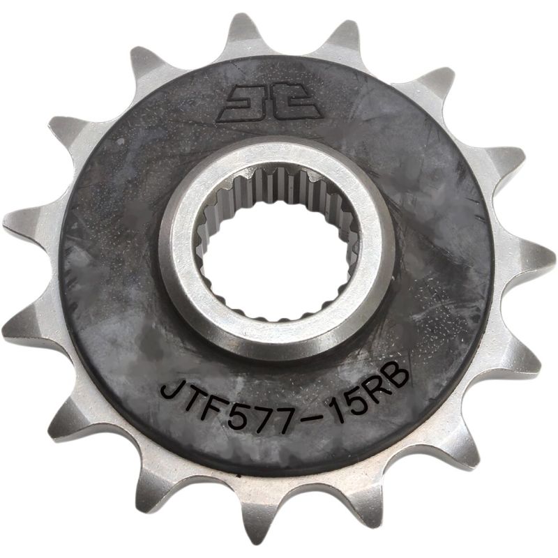 JTF577.15RB FRONT RUBBER CUSHIONED SPROCKET 15 TEETH 520 PITCH NATURAL SCM420 CHROMOLY STEEL ALLOY