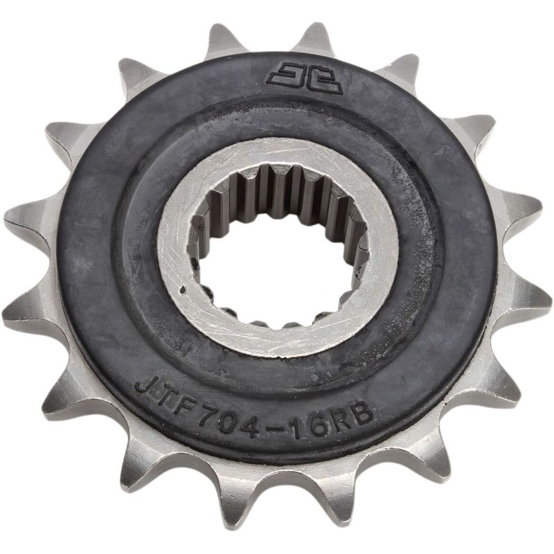 JTF704.16RB FRONT RUBBER CUSHIONED SPROCKET 16 TEETH 525 PITCH NATURAL SCM420 CHROMOLY STEEL ALLOY