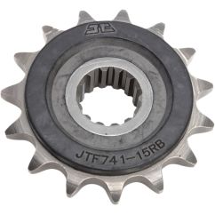 JTF741.15RB FRONT RUBBER CUSHIONED SPROCKET 15 TEETH 525 PITCH NATURAL SCM420 CHROMOLY STEEL ALLOY