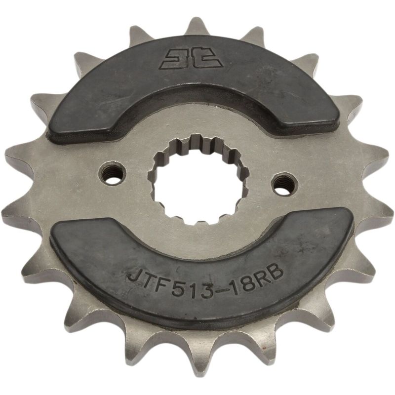 JTF513.18RB FRONT RUBBER CUSHIONED SPROCKET 18 TEETH 530 PITCH NATURAL SCM420 CHROMOLY STEEL ALLOY