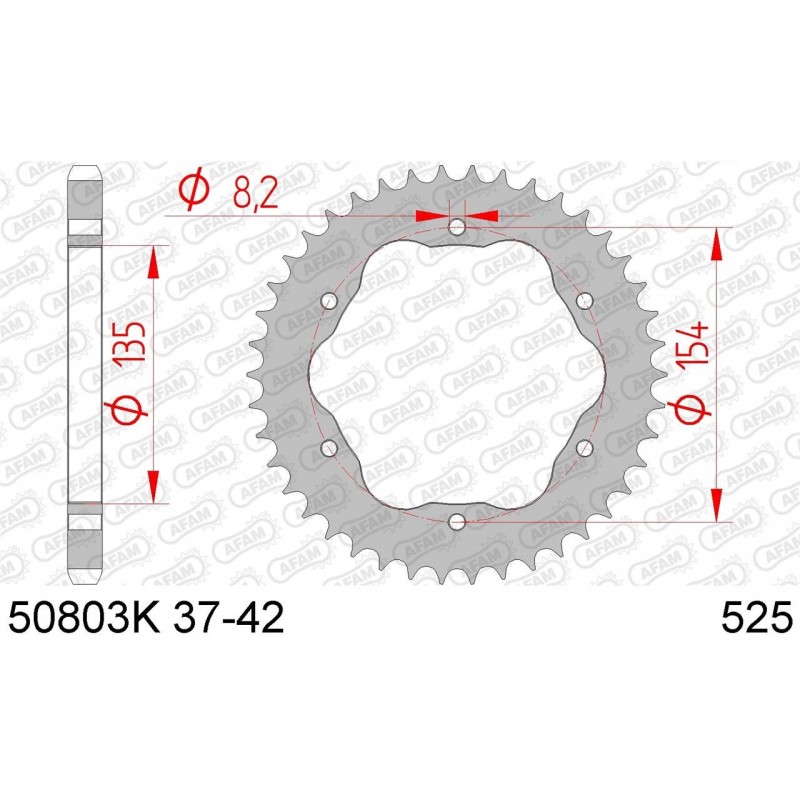 Couronne AFAM 38 dents acier standard pas 525 type 50803K