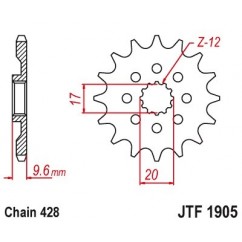 Pignon JT SPROCKETS 13 dents acier standard pas 428 type 1905