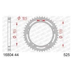 Couronne AFAM 44 dents acier standard pas 525 type 16804