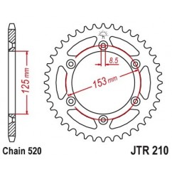 Couronne JT SPROCKETS 53 dents acier standard pas 520 type 210