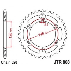 Couronne JT SPROCKETS 50 dents acier standard pas 520 type 808