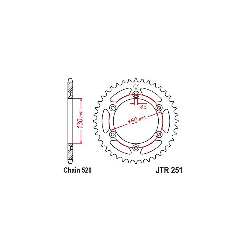 Couronne JT SPROCKETS 49 dents acier standard pas 520 type 251