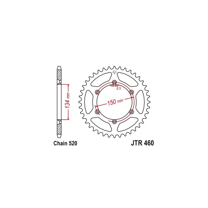 Couronne JT SPROCKETS 51 dents acier standard pas 520 type 460