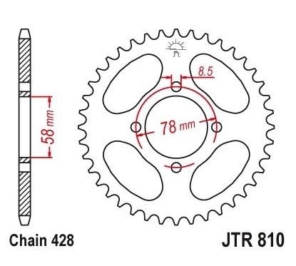 Couronne JT SPROCKETS 46 dents acier pas 428 type 810