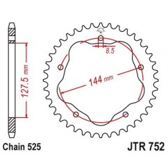 Couronne JT SPROCKETS 43 dents acier standard pas 525 type 752