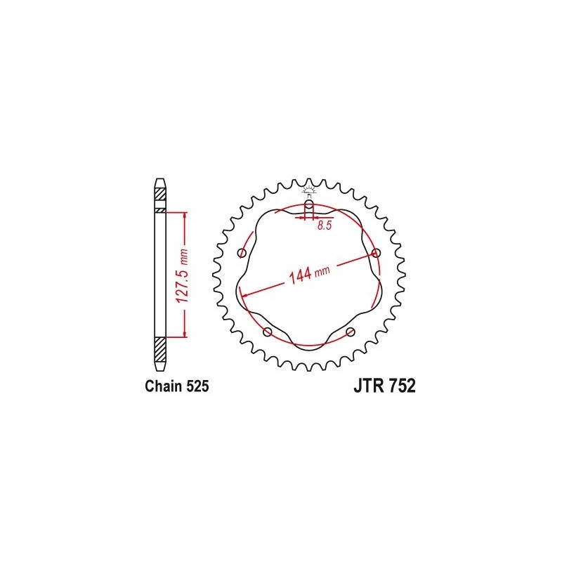 Couronne JT SPROCKETS 43 dents acier standard pas 525 type 752