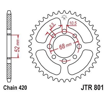 Couronne JT SPROCKETS 30 dents acier standard pas 420 type 801