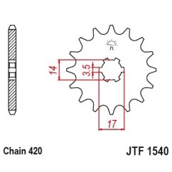 Pignon JT SPROCKETS 14 dents acier standard pas 420 type 1540