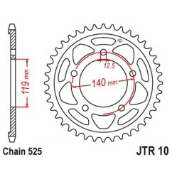 Couronne JT SPROCKETS 44 dents acier standard pas 525 type 10