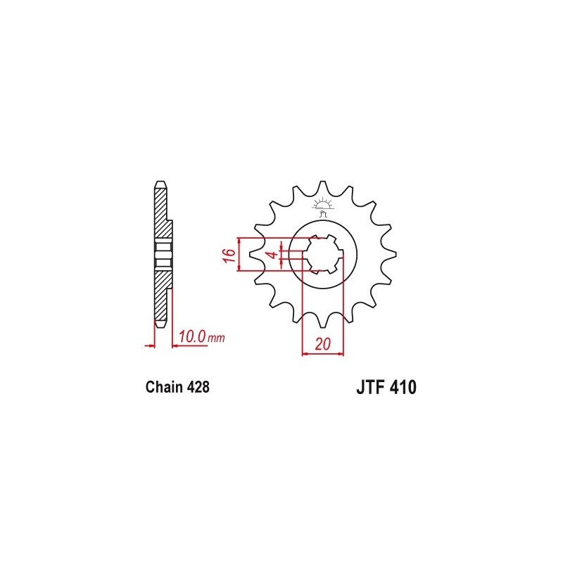 Pignon JT SPROCKETS 16 dents acier standard pas 428 type 410