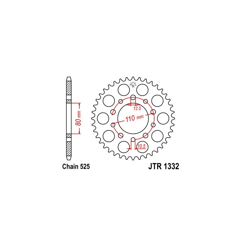 Couronne JT SPROCKETS 37 dents acier pas 525 type 1332