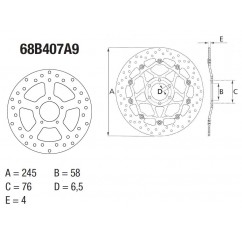 Disque de frein arrière Brembo Serie Oro rond semi-flottant type 78B408A9