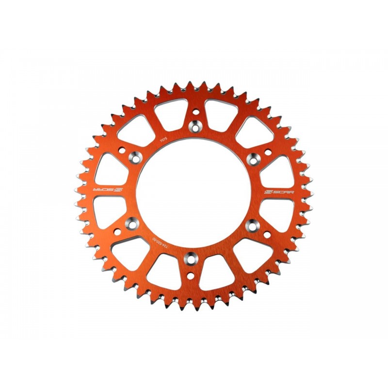 Couronne SCAR 48 dents alu ultra-light anti-boue pas 428 type SRS520 orange