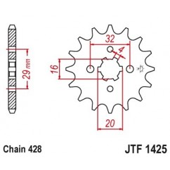 Pignon JT SPROCKETS 13 dents acier standard pas 428 type 1425