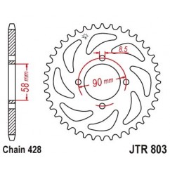 Couronne JT SPROCKETS 45 dents acier ultra-light anodisé dur pas 428 type 803