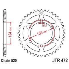 Couronne JT SPROCKETS 48 dents acier standard pas 520 type 472