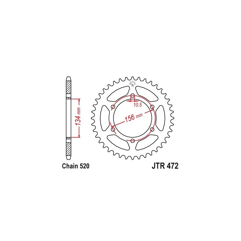 Couronne JT SPROCKETS 48 dents acier standard pas 520 type 472