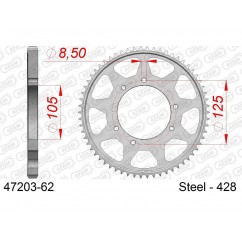 Couronne AFAM 62 dents acier standard pas 428 type 47203