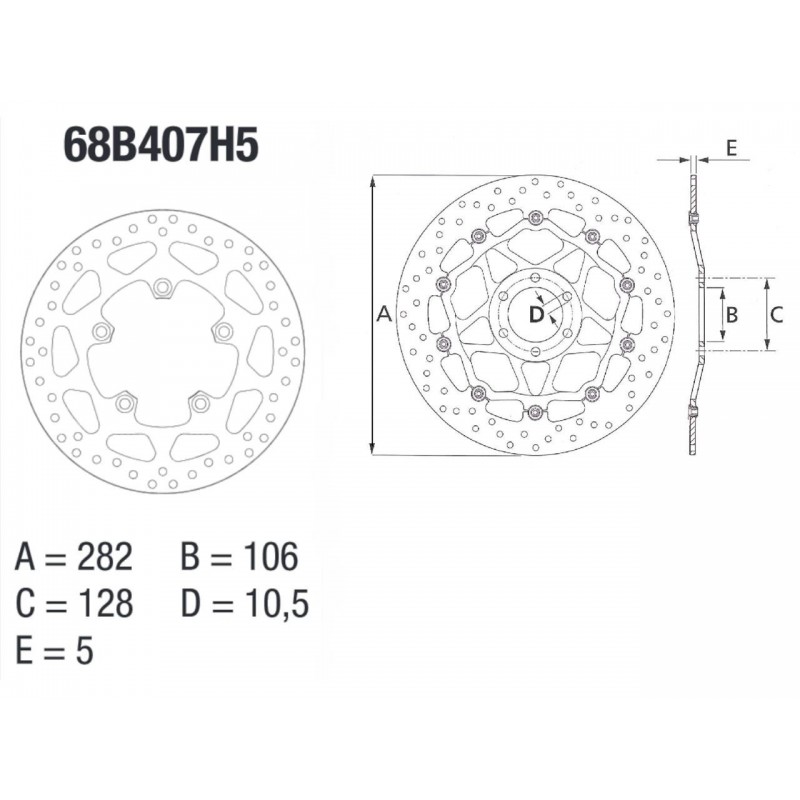 Disque de frein arrière Brembo Serie ORO rond fixe Triumph TIGER 800XC