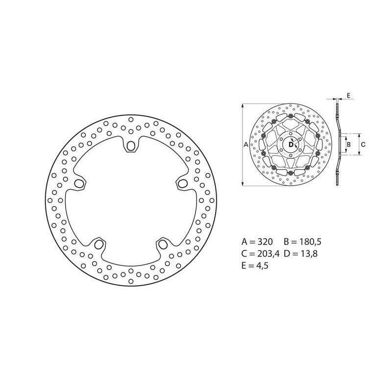 Disque de frein arrière Brembo Serie ORO rond fixe Husqvarna NUDA 900