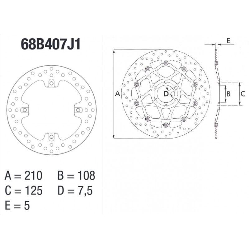 Disque de frein arrière Brembo Série ORO rond fixe MV Agusta F4R/Brutale 1078