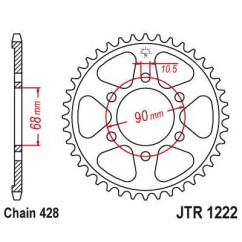 Couronne JT SPROCKETS 47 dents acier standard pas 428 type 1222