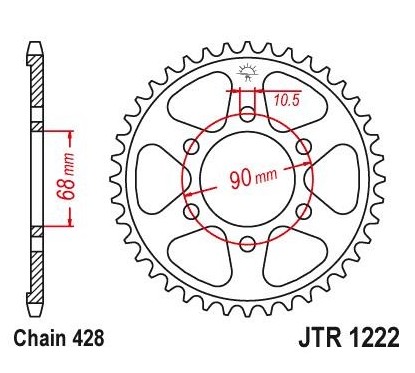 Couronne JT SPROCKETS 47 dents acier standard pas 428 type 1222