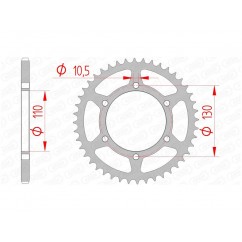 Couronne AFAM 44 dents acier pas 520 type 16500 Kawasaki