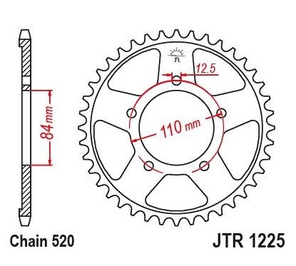 Couronne JT SPROCKETS 41 dents acier standard pas 520 type 1225