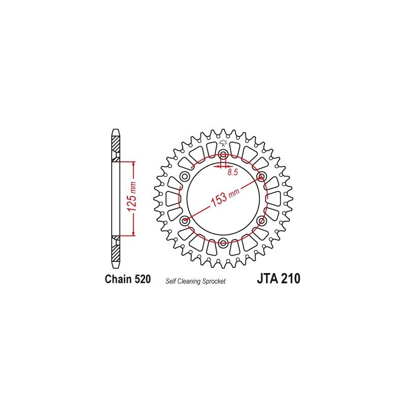 Couronne JT SPROCKETS Aluminium Ultra-light anti-boue 210-520