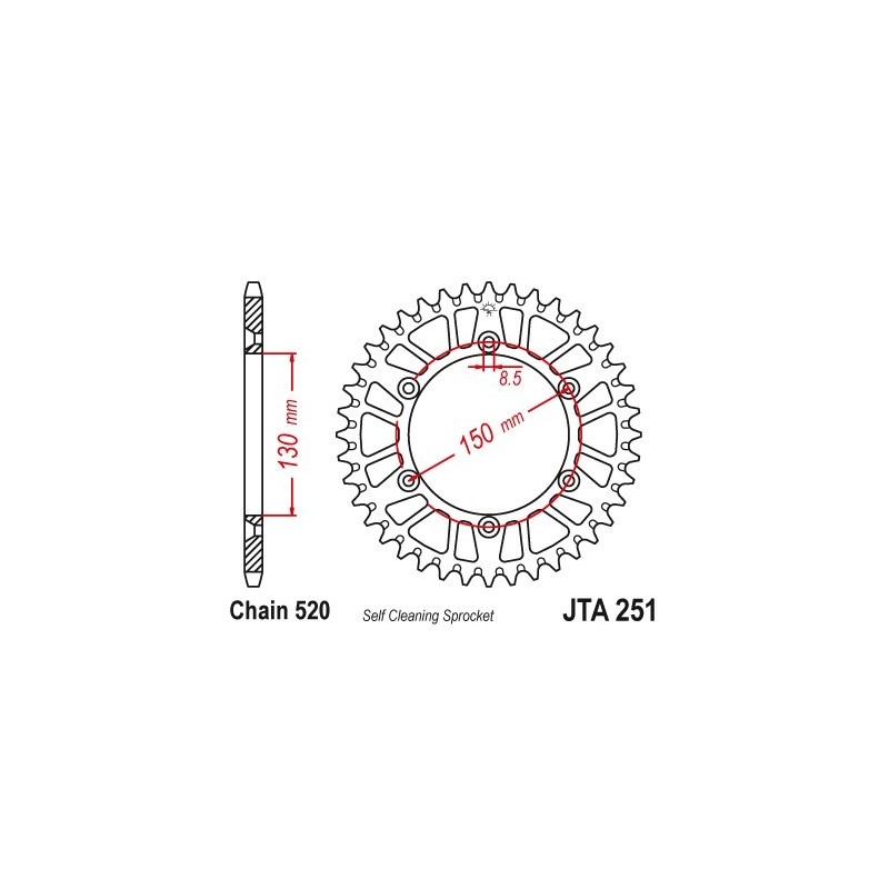 Couronne JT SPROCKETS Aluminium Ultra-light anti-boue 251-520