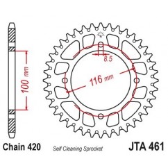 Couronne JT SPROCKETS Aluminium Ultra-light anti-boue 461-420