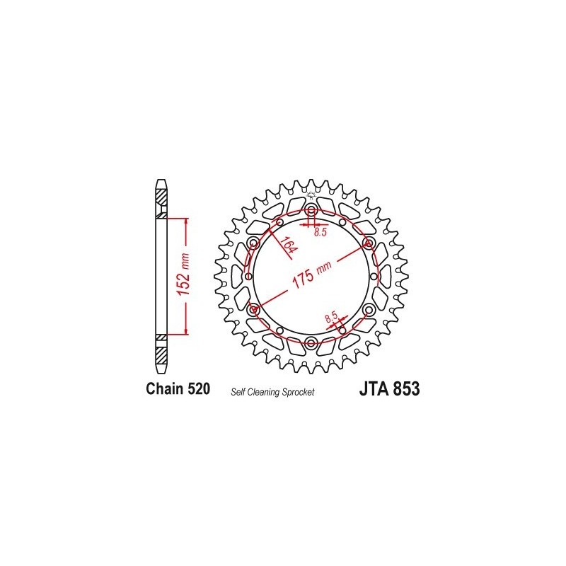 Couronne JT SPROCKETS Aluminium Ultra-light anti-boue 853-520