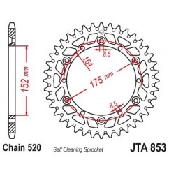 Couronne JT SPROCKETS Aluminium Ultra-light anti-boue 853-520