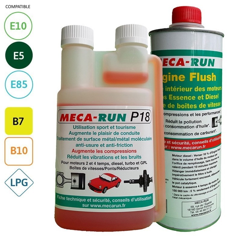 MECARUN - PACK VIDANGE - P18 250ml + ENGINE FLUSH 500ml