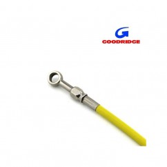 DESTOCKAGE - Durite Aviation 64cm JAUNE - Raccords 0 / 20 INOX