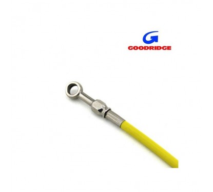 DESTOCKAGE - Durite Aviation 64cm JAUNE - Raccords 0 / 20 INOX