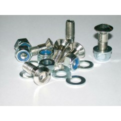 Kit de 6 vis de couronne BIHR avec écrous + rondelles de couronne têtes fraisées M8x1,00x30mm argent