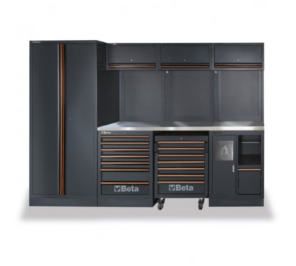 Ameublement d'atelier BETA C45PRO X plan de travail MDF inox