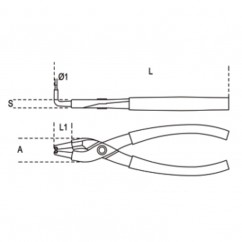 Pince pour circlips intérieurs à becs coudés à 90° BETA taille 170